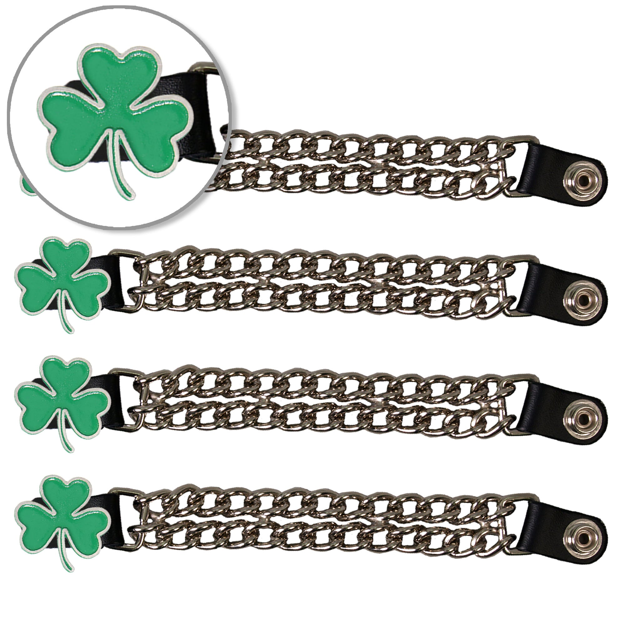 VXC1044- 4 PC SET VEST EXT LUCKY CLOVER SILVER 4
