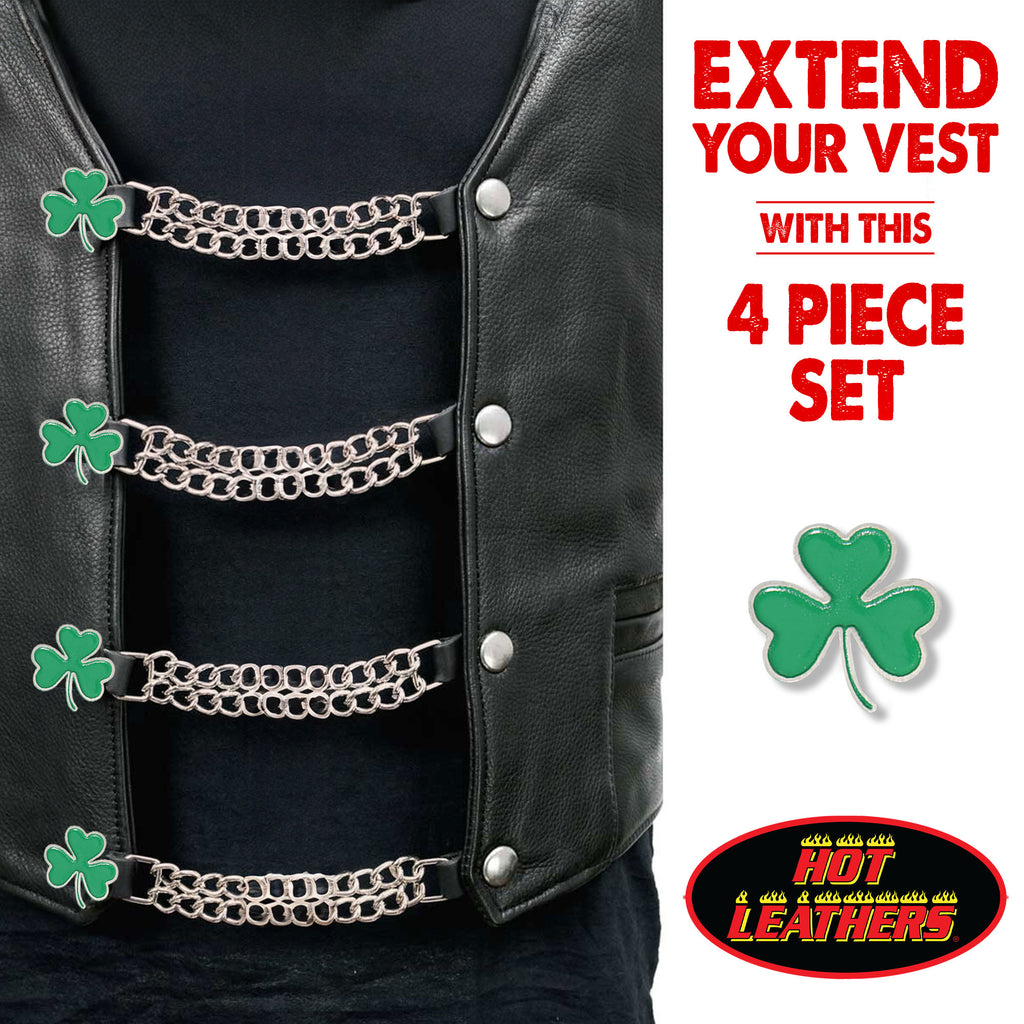 VXC1044- 4 PC SET VEST EXT LUCKY CLOVER SILVER 4