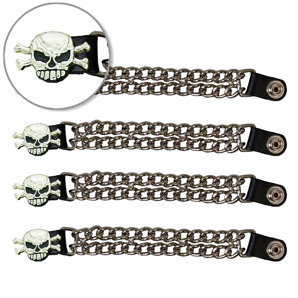 VXC2001- 4 PC SET VEST EXT SKULL & BONES SILVER 6