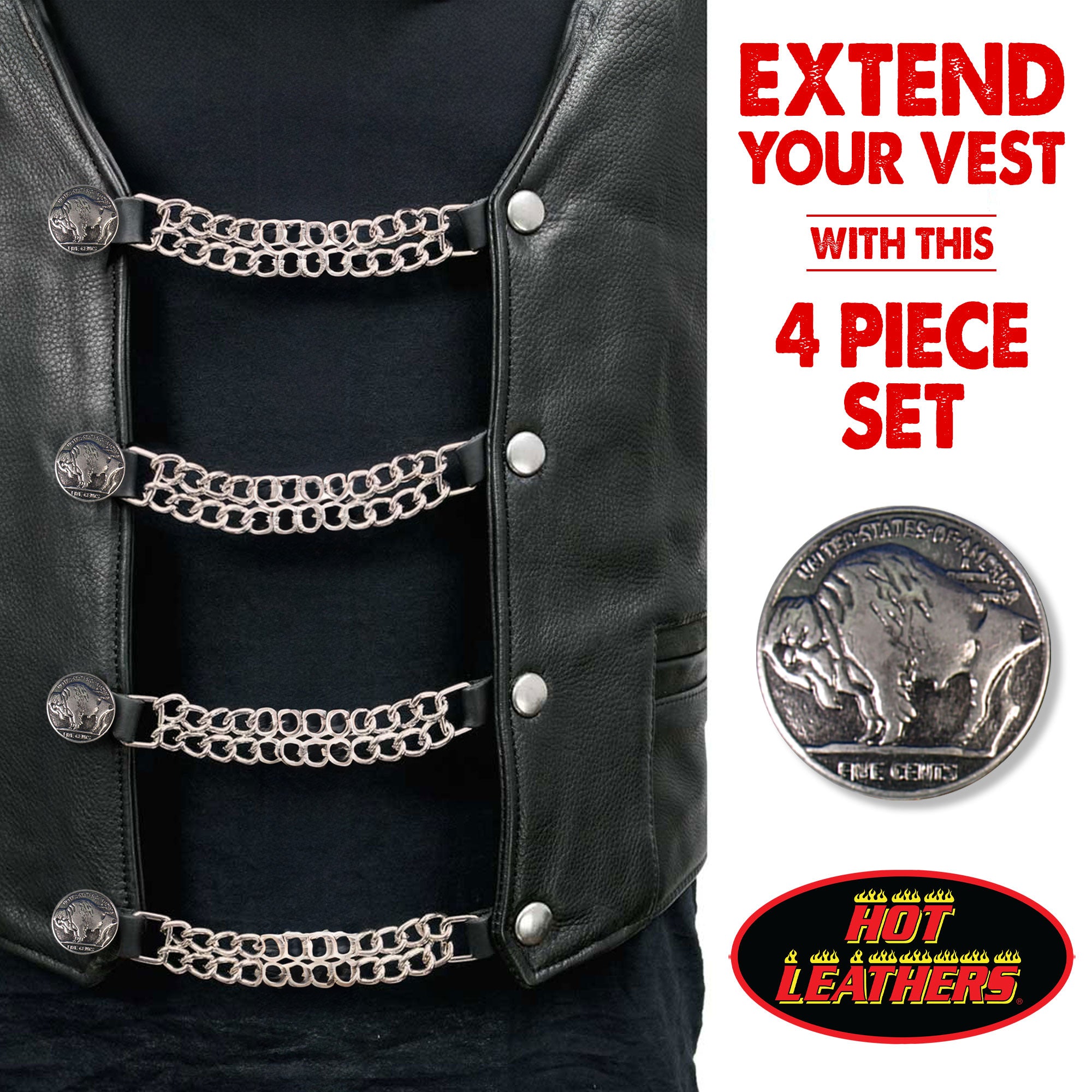 VXC2004- 4 PC SET VEST EXT BUFFALO NICKEL SILVER 6