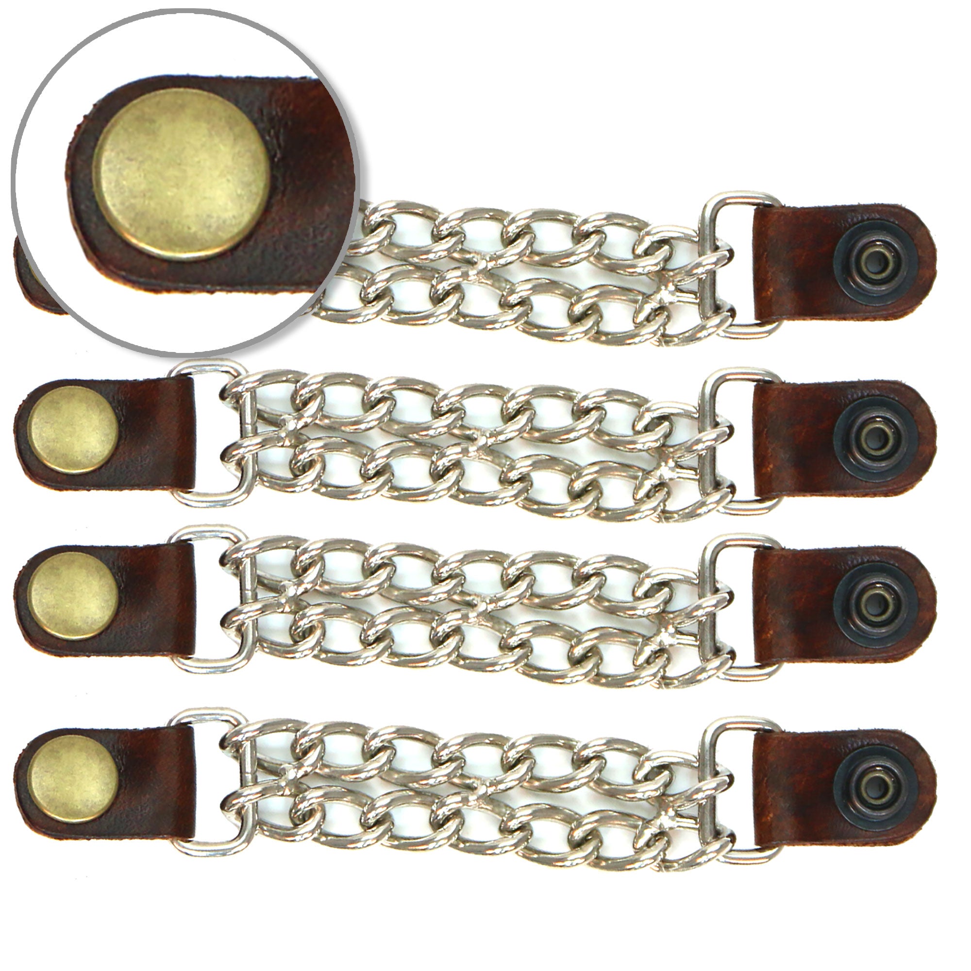 VXC6001- 4 PC SET VEST EXT ANTIQUE BRN BRASS SNP SILVER 4