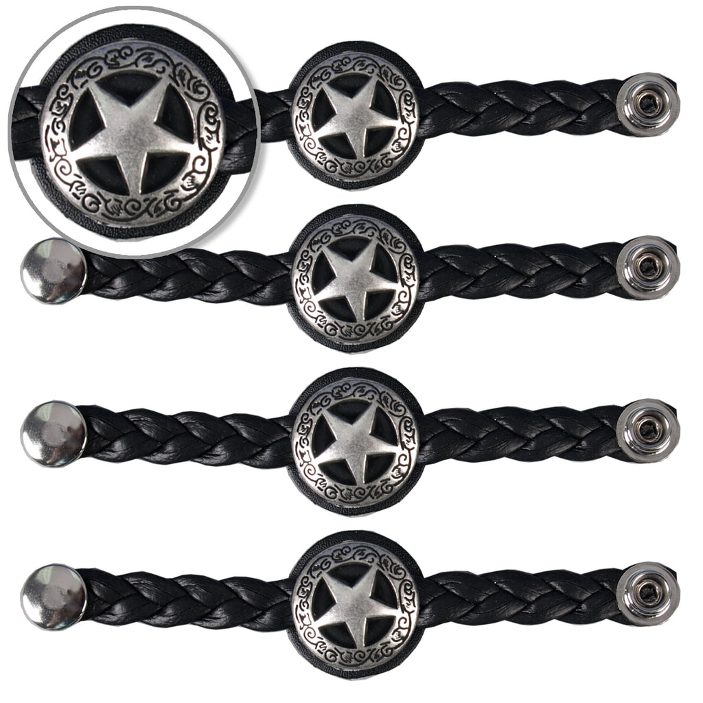 VXL1001- 4 PC SET VEST EXT BRAID WESTERN STAR BLACK 4
