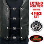 VXL1001- 4 PC SET VEST EXT BRAID WESTERN STAR BLACK 4