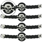 VXL1005- 4 PC SET VEST EXT BRAID SKULL & BONES BLACK 4