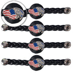 VXL1006- 4 PC SET VEST EXT BRAID EAGLE FLAG BLACK 4