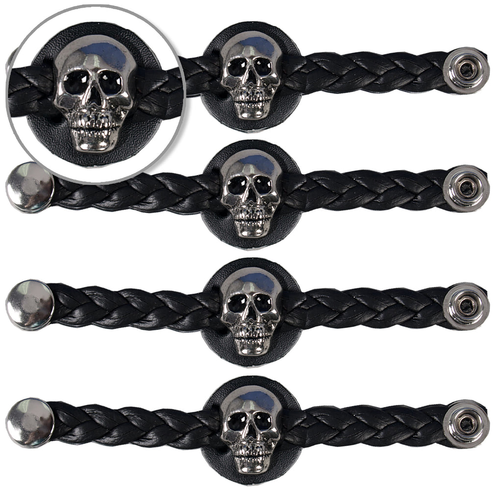 VXL1009- 4 PC SET VEST EXT BRAID SKULL BLACK 4