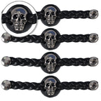 VXL1009- 4 PC SET VEST EXT BRAID SKULL BLACK 4