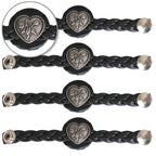 VXL1016- 4 PC SET VEST EXT BRAID HEART W/ ROSE BLACK 4