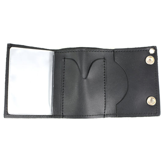 Hot Leathers WLB1007 Lone Wolf Tri-Fold Black Leather Wallet with Chain