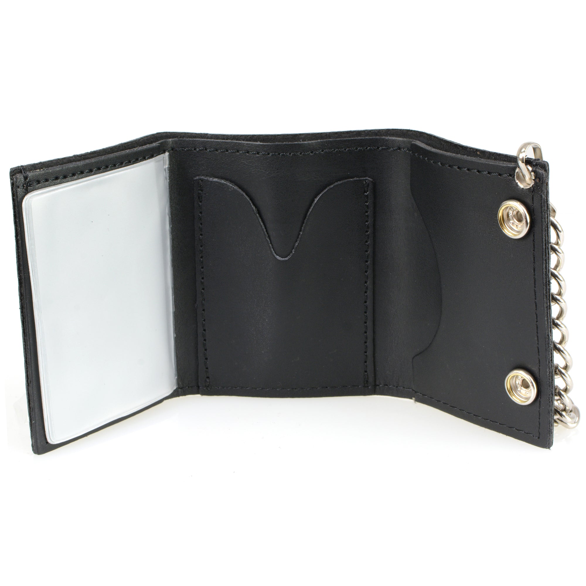 Hot Leathers WLB1021 2nd Amendment Tri-fold Black Leather Wallet with Chain