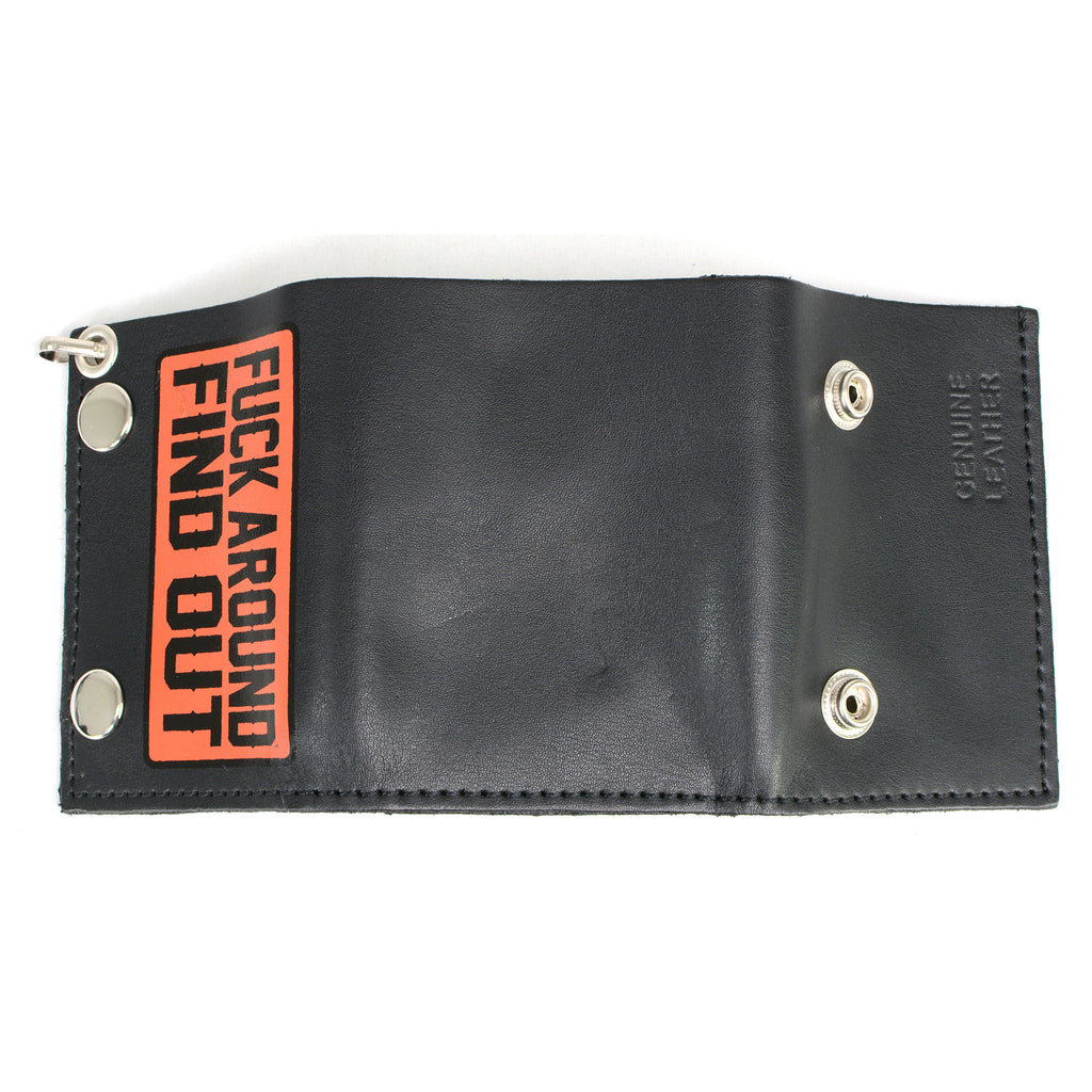 Hot Leathers F*** Around Find Out TriFold Chain Wallet WLB1037