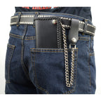 Hot Leathers WLC1002 5 Pocket Bi-fold Braided Detail Black Leather Wallet with Chain