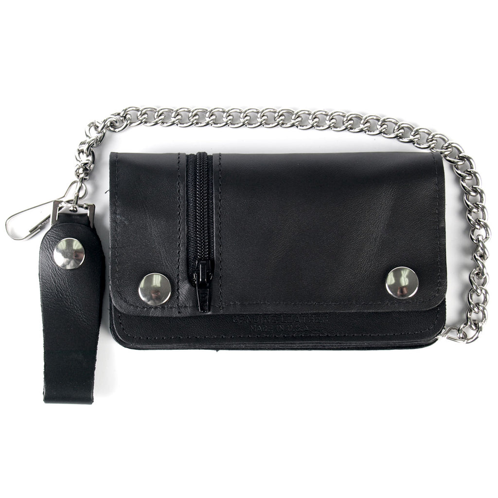 Hot Leathers Wallet Bifld 5 Pocket with Zip Black WLC1003