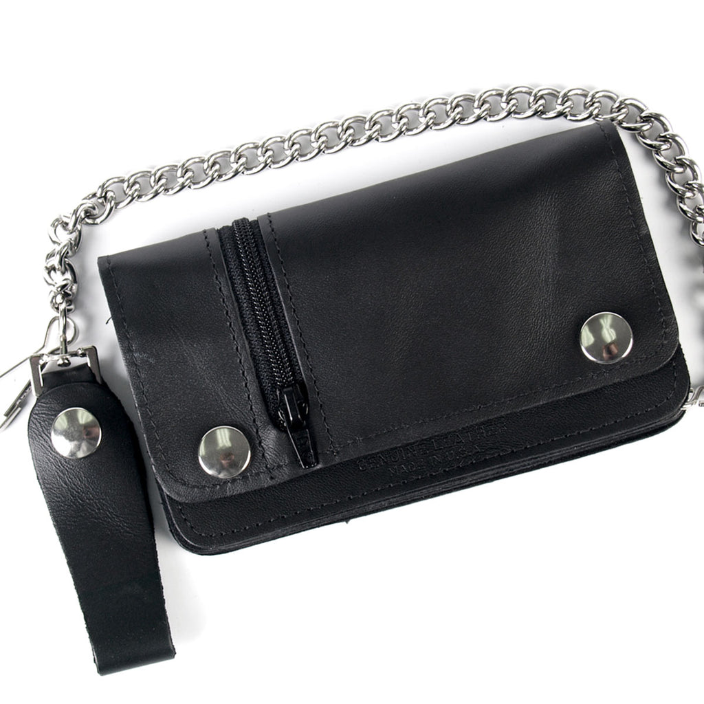 Hot Leathers Wallet Bifld 5 Pocket with Zip Black WLC1003