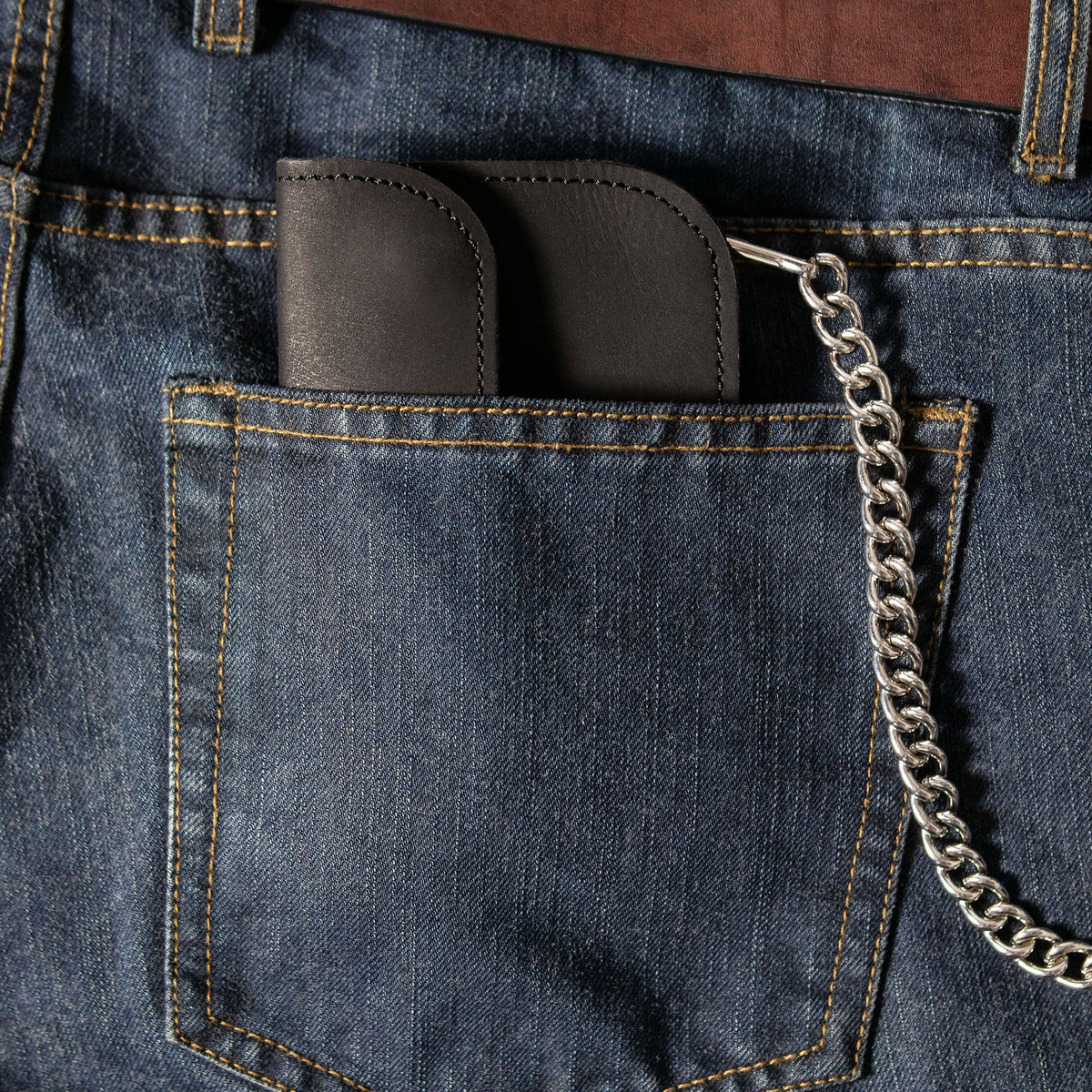 Hot Leathers WLF1002 Bifold  3 pocket Crazy Horse  Black Wallet