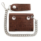 Hot Leathers WLF1005 Trifold Crocodile  Brown & Black Wallet