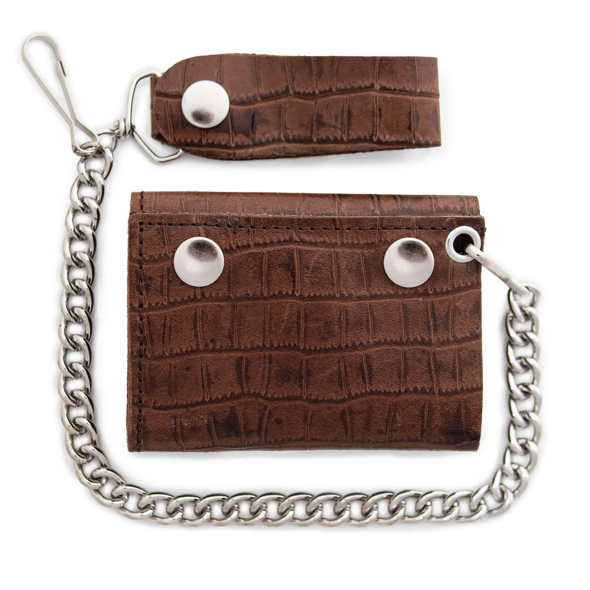 Hot Leathers WLF1005 Trifold Crocodile  Brown & Black Wallet