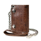 Hot Leathers WLF1005 Trifold Crocodile  Brown & Black Wallet