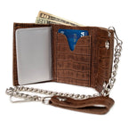Hot Leathers WLF1005 Trifold Crocodile  Brown & Black Wallet