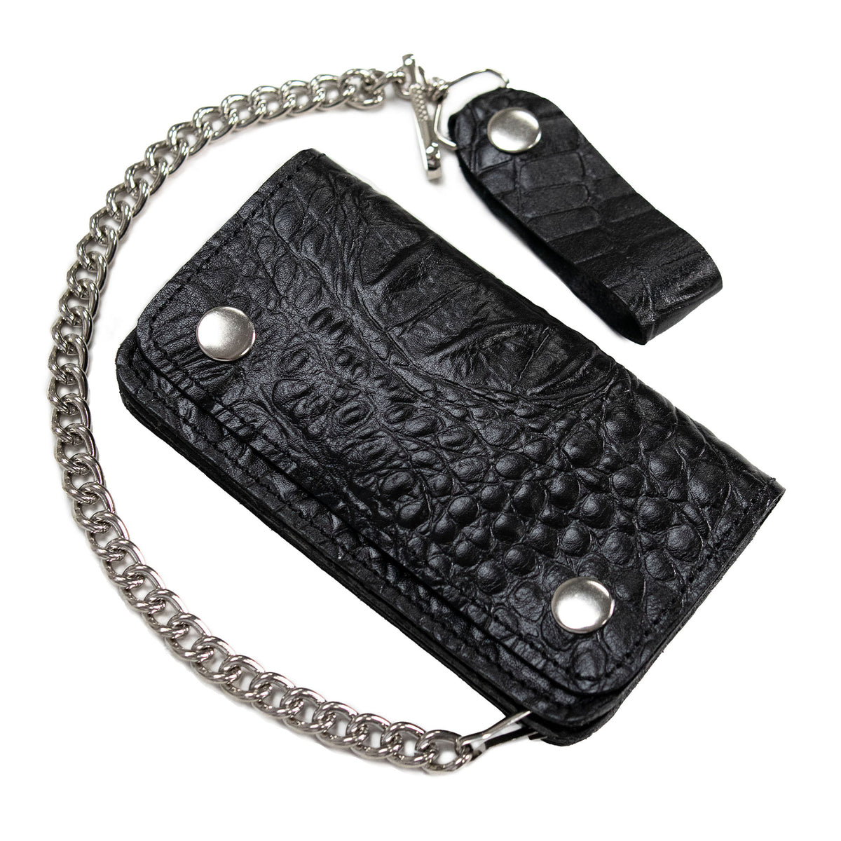 Hot Leathers WLF1007 Bifold Crocodle Black Wallet