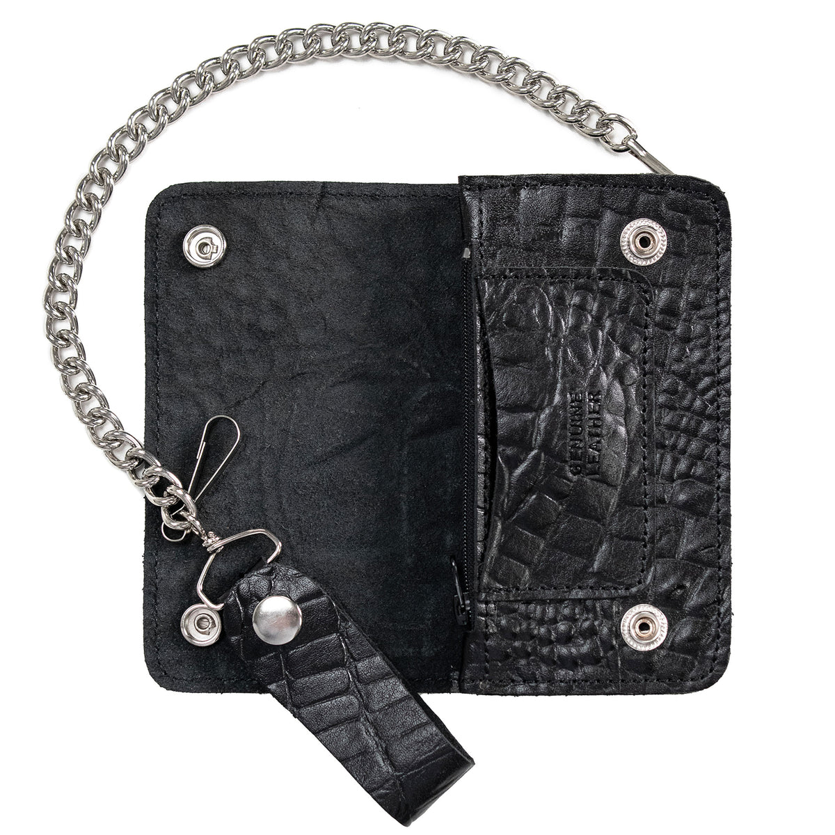 Hot Leathers WLF1007 Bifold Crocodle Black Wallet