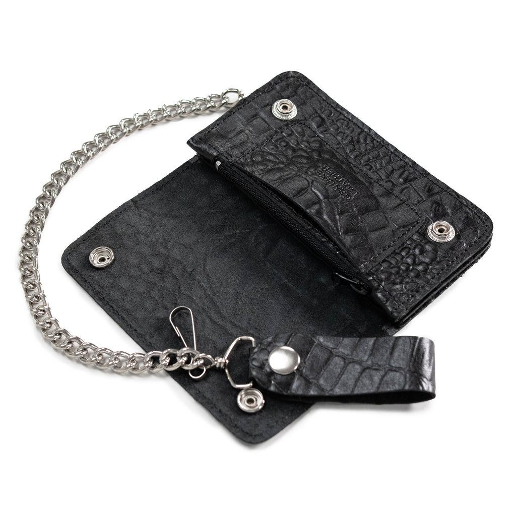 Hot Leathers WLF1007 Bifold Crocodle Black Wallet
