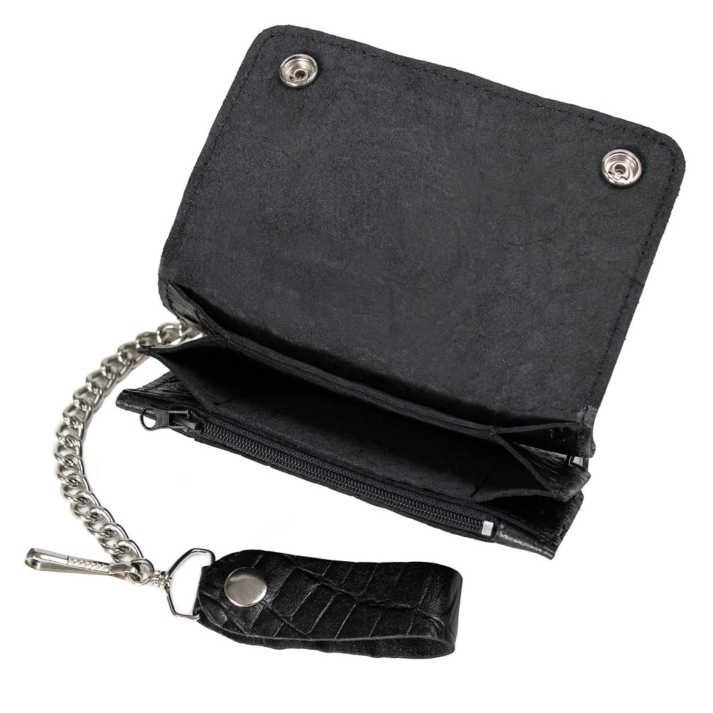 Hot Leathers WLF1007 Bifold Crocodle Black Wallet