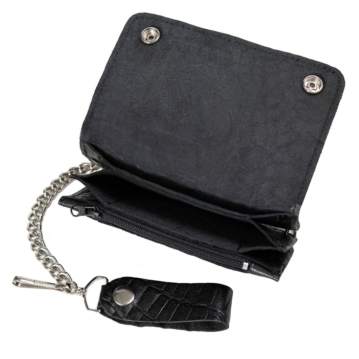 Hot Leathers WLF1007 Bifold Crocodle Black Wallet