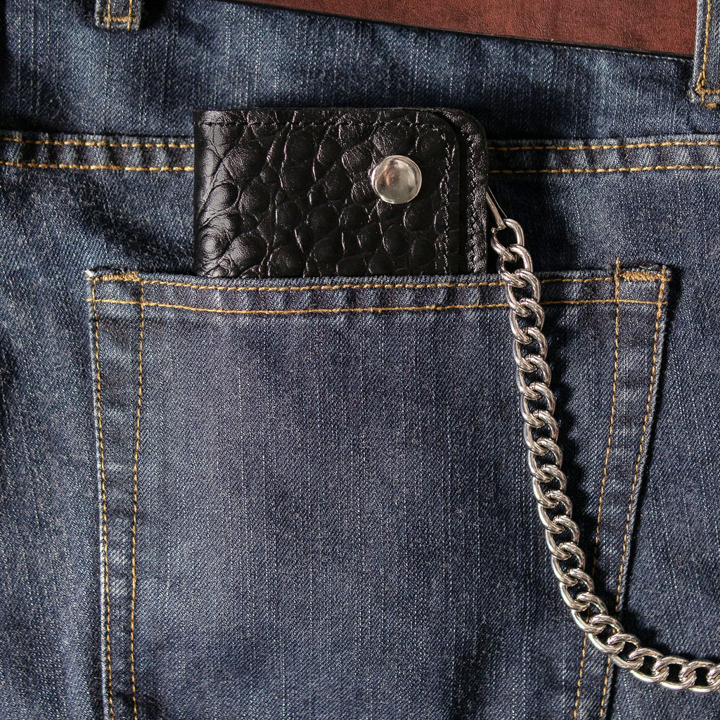 Hot Leathers WLF1007 Bifold Crocodle Black Wallet