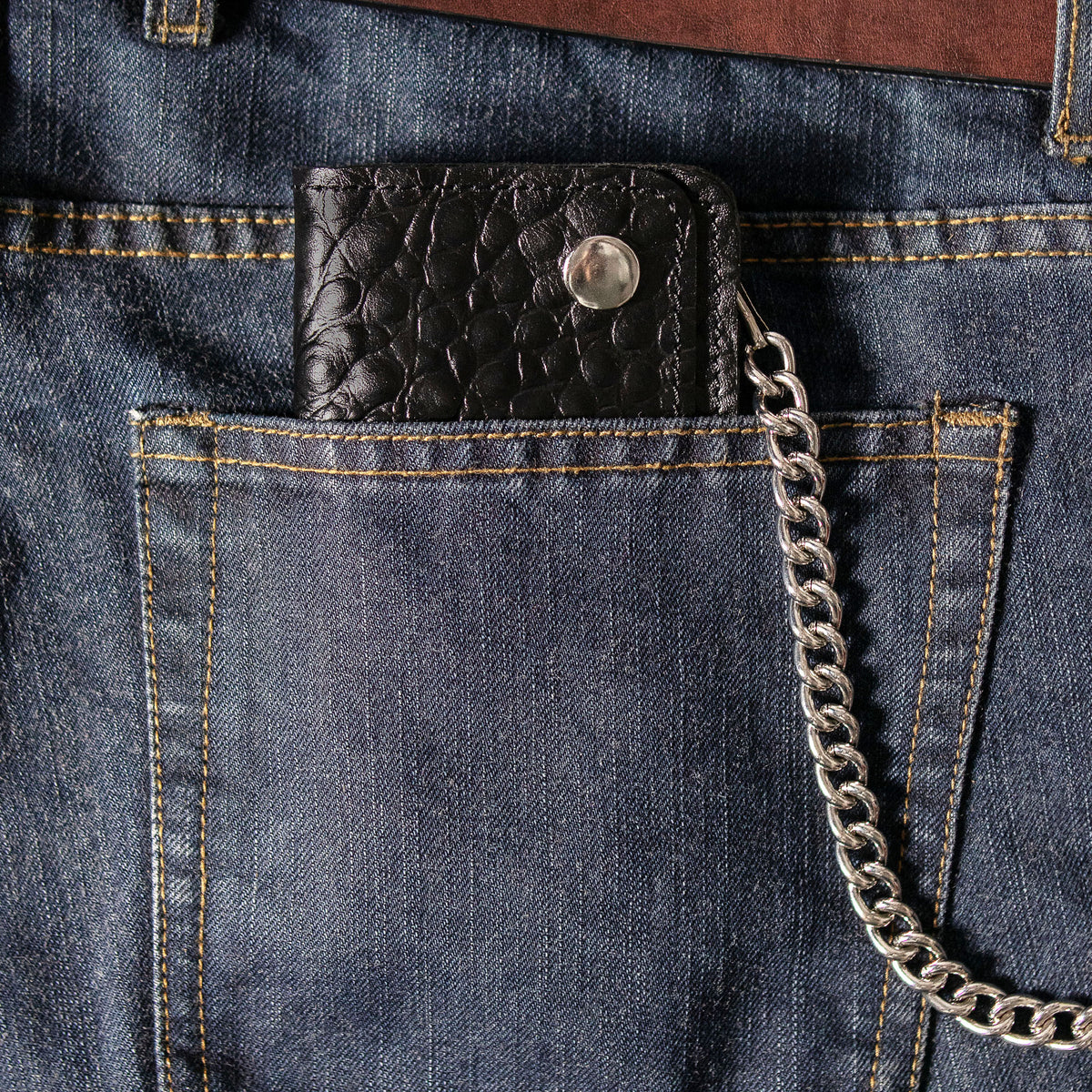 Hot Leathers WLF1007 Bifold Crocodle Black Wallet