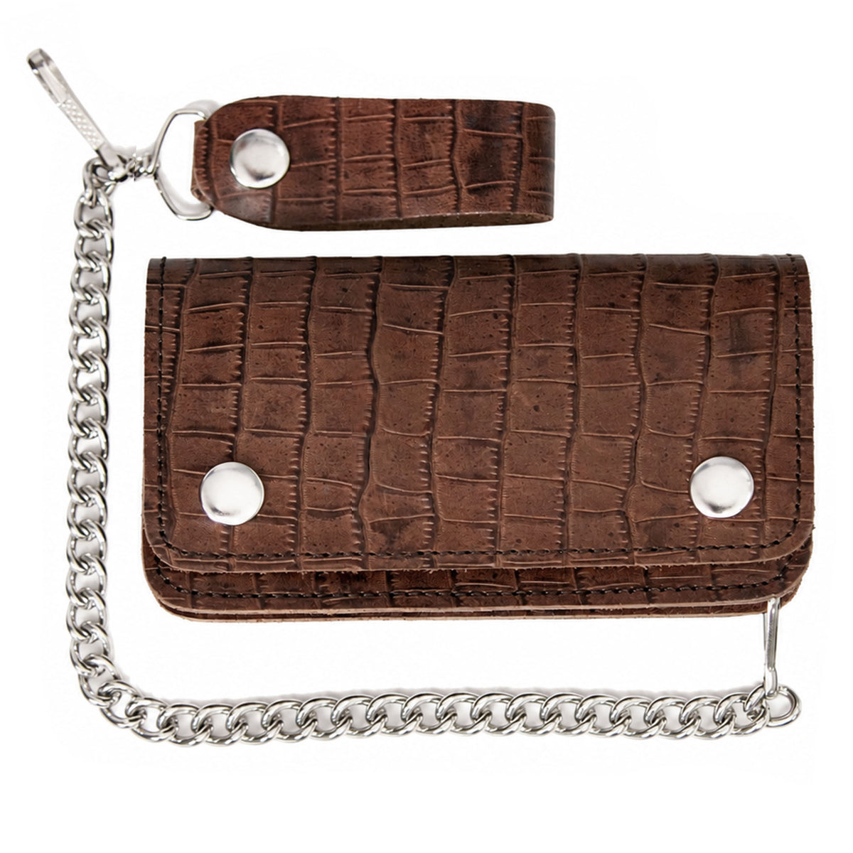 Hot Leathers WLF1008 Bifold Crocodle Black & Brown  Wallet