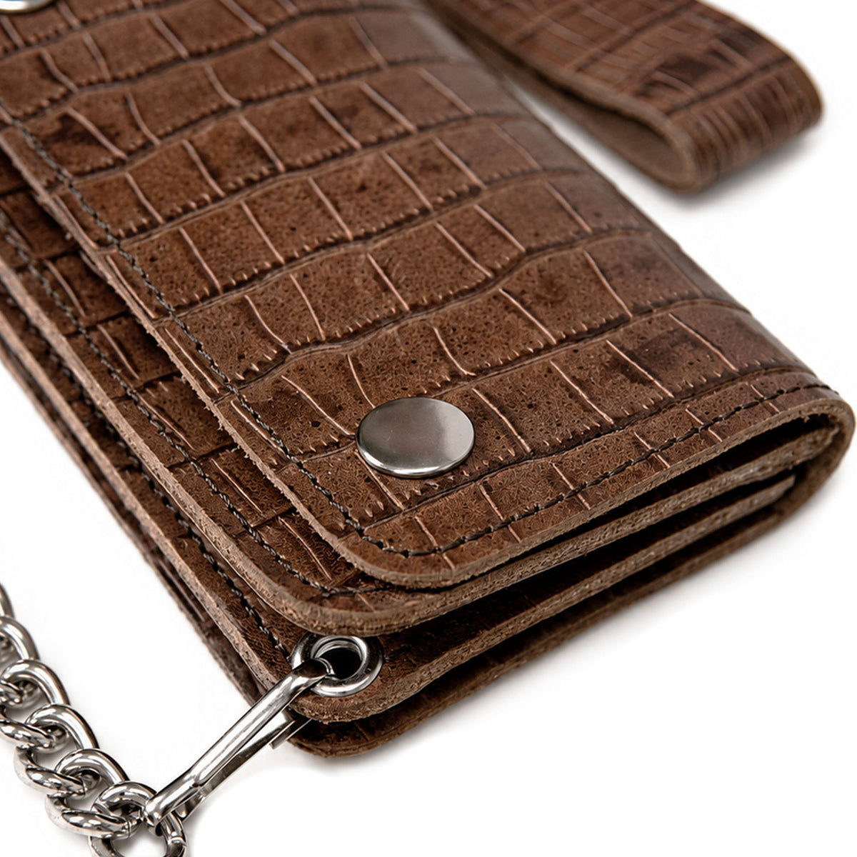 Hot Leathers WLF1008 Bifold Crocodle Black & Brown  Wallet