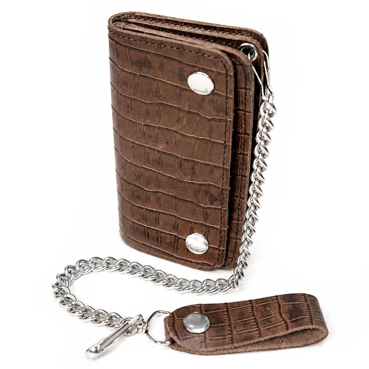 Hot Leathers WLF1008 Bifold Crocodle Black & Brown  Wallet