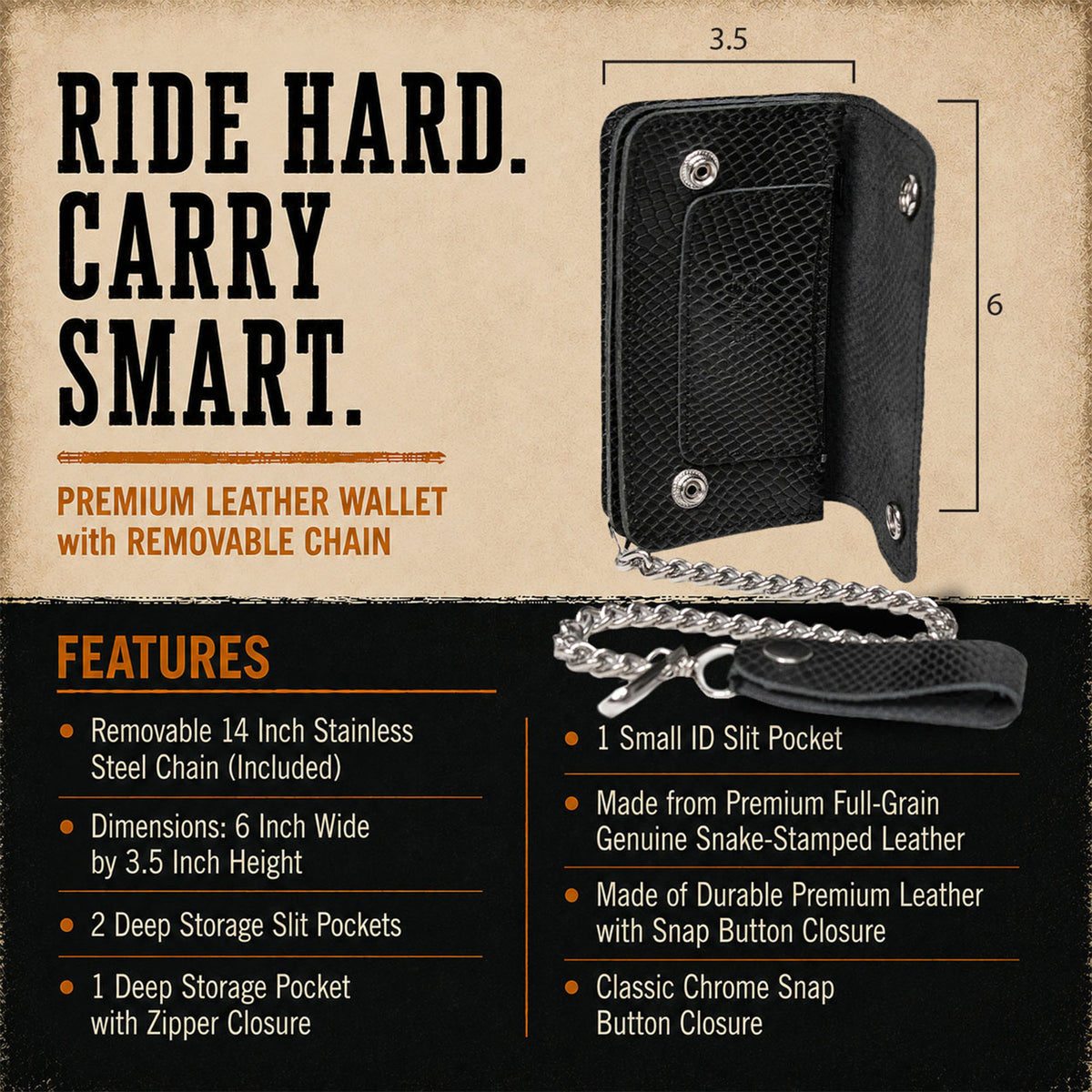 Hot Leathers WLF1009 Bifold Black Diamond  Wallet
