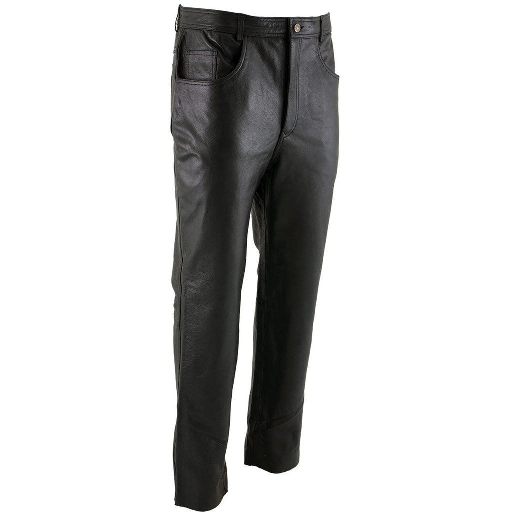 Milwaukee Leather LKM5716 Men's Classic Black Premium Leather Fitted Casual Biker Leather Pants