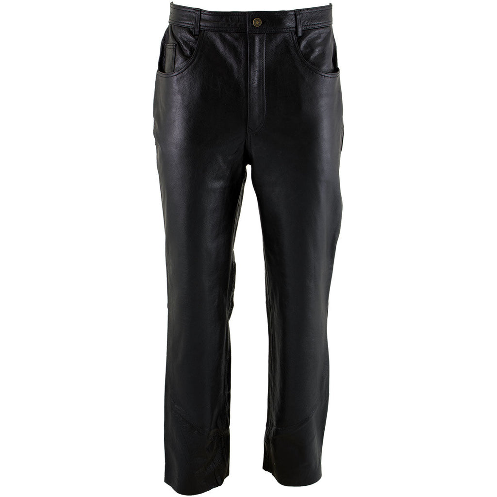 Milwaukee Leather LKM5716 Men's Classic Black Premium Leather Fitted Casual Biker Leather Pants