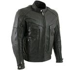 Milwaukee Leather LKM1700 Men's Premium Black Buffalo Leather Cruiser Motorcycle Jacket with CE Armort Protection