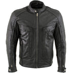 Milwaukee Leather LKM1700 Men's Premium Black Buffalo Leather Cruiser Motorcycle Jacket with CE Armort Protection