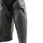 Milwaukee Leather LKM1700 Men's Premium Black Buffalo Leather Cruiser Motorcycle Jacket with CE Armort Protection