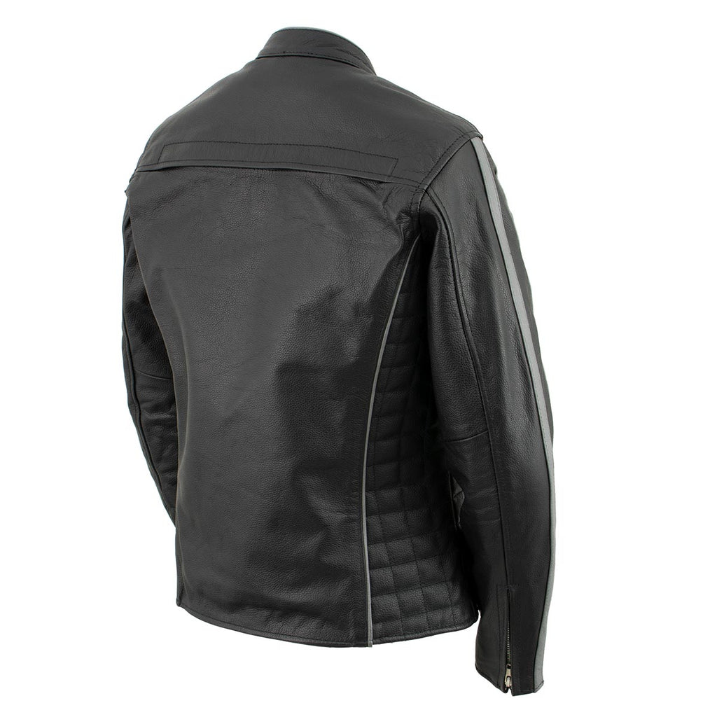 Milwaukee Leather LKL27000 Women’s Vented Premium Black Leather Jacket with Silver Trim