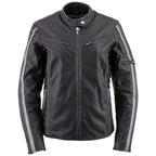 Milwaukee Leather LKL27000 Women’s  Black with Silver Multi Vented Leather Motorcycle Jacket