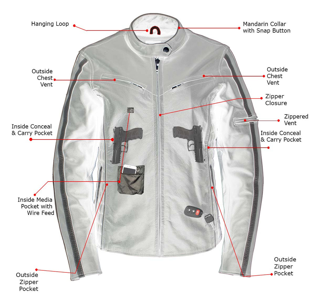 Milwaukee Leather LKL27000 Women’s  Black with Silver Multi Vented Leather Motorcycle Jacket