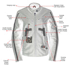 Milwaukee Leather LKL27000 Women’s  Black with Silver Multi Vented Leather Motorcycle Jacket