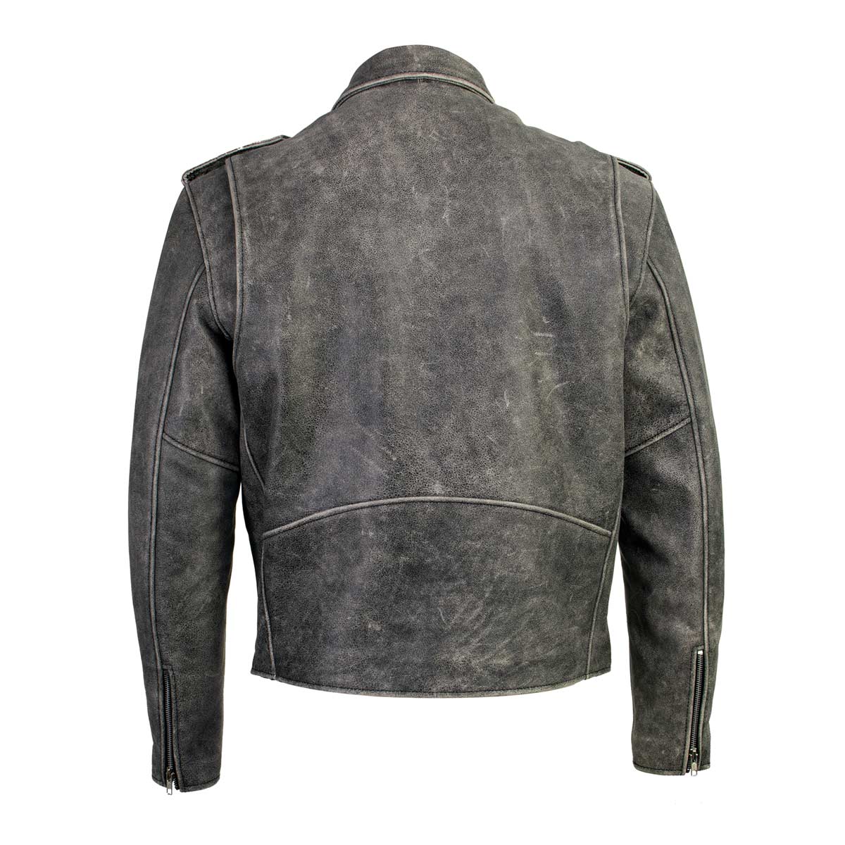 Xelement B7149 Men's 'Sliver' Distressed Gray Classic Motorcycle Leather Jacket