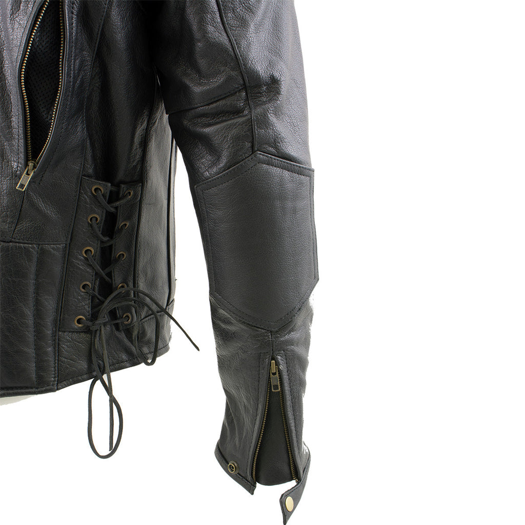 Milwaukee Leather LKM17002 Men's Premium Top Grade Black Leather Motorcycle Riders Jacket w/  Zip-Out Lining