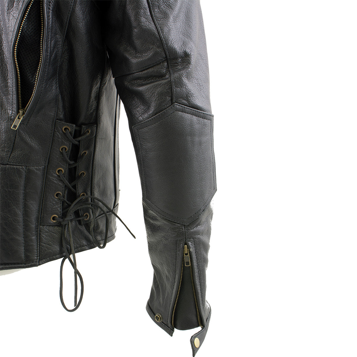 Milwaukee Leather LKM17002 Men's Premium Top Grade Black Leather Motorcycle Riders Jacket w/  Zip-Out Lining