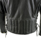 Milwaukee Leather LKM17002 Men's Premium Top Grade Black Leather Motorcycle Riders Jacket w/  Zip-Out Lining