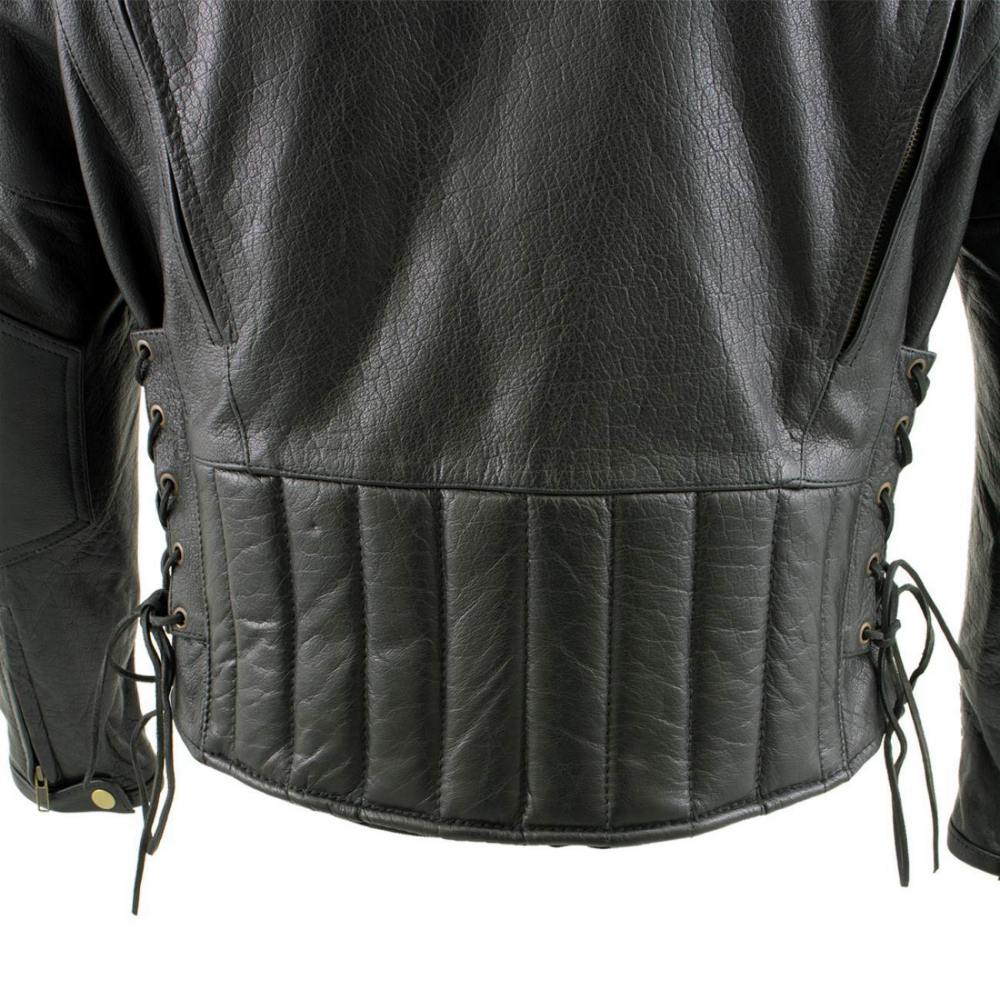 Milwaukee Leather LKM17002 Men's Premium Top Grade Black Leather Motorcycle Riders Jacket w/  Zip-Out Lining