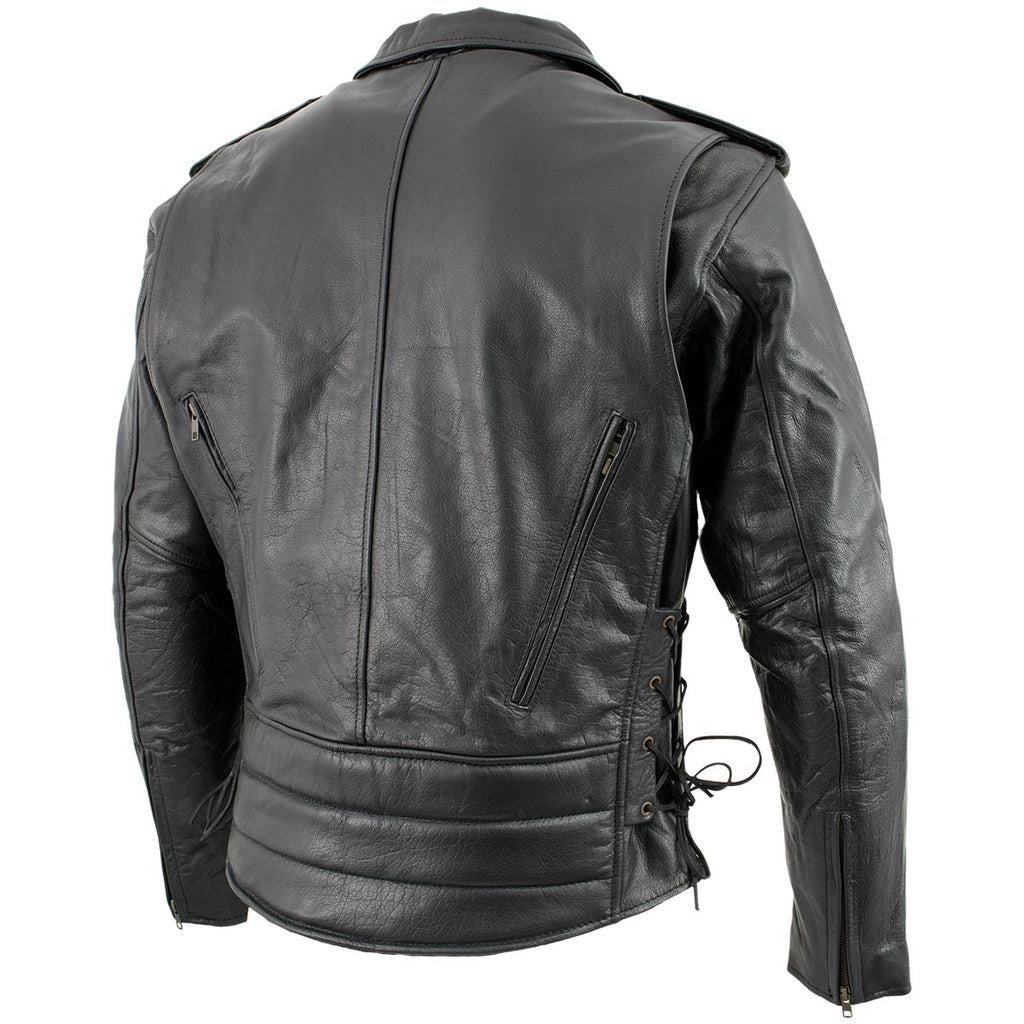 Milwaukee Leather LKM17004 Men's Classic Premium Black Vented Motorcycle Leather Biker Riders Jacket