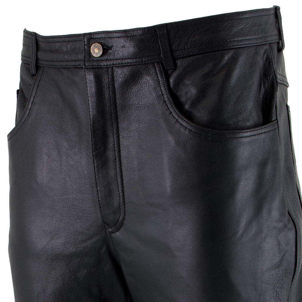 Milwaukee Leather LKM5716 Men's Classic Black Premium Leather Fitted Casual Biker Leather Pants